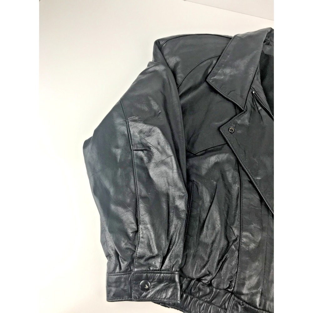 Evan Arpelli Womens Black Leather Long Sleeve Full Zip Motorcycle Jacket Size XS - Picture 10 of 13